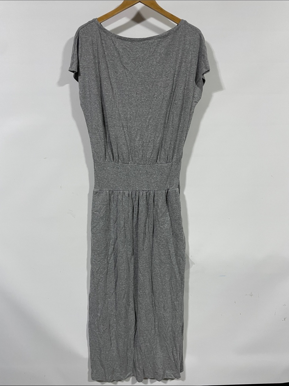 Prana Heather Gray Knit Midi Dress with Defined Waist